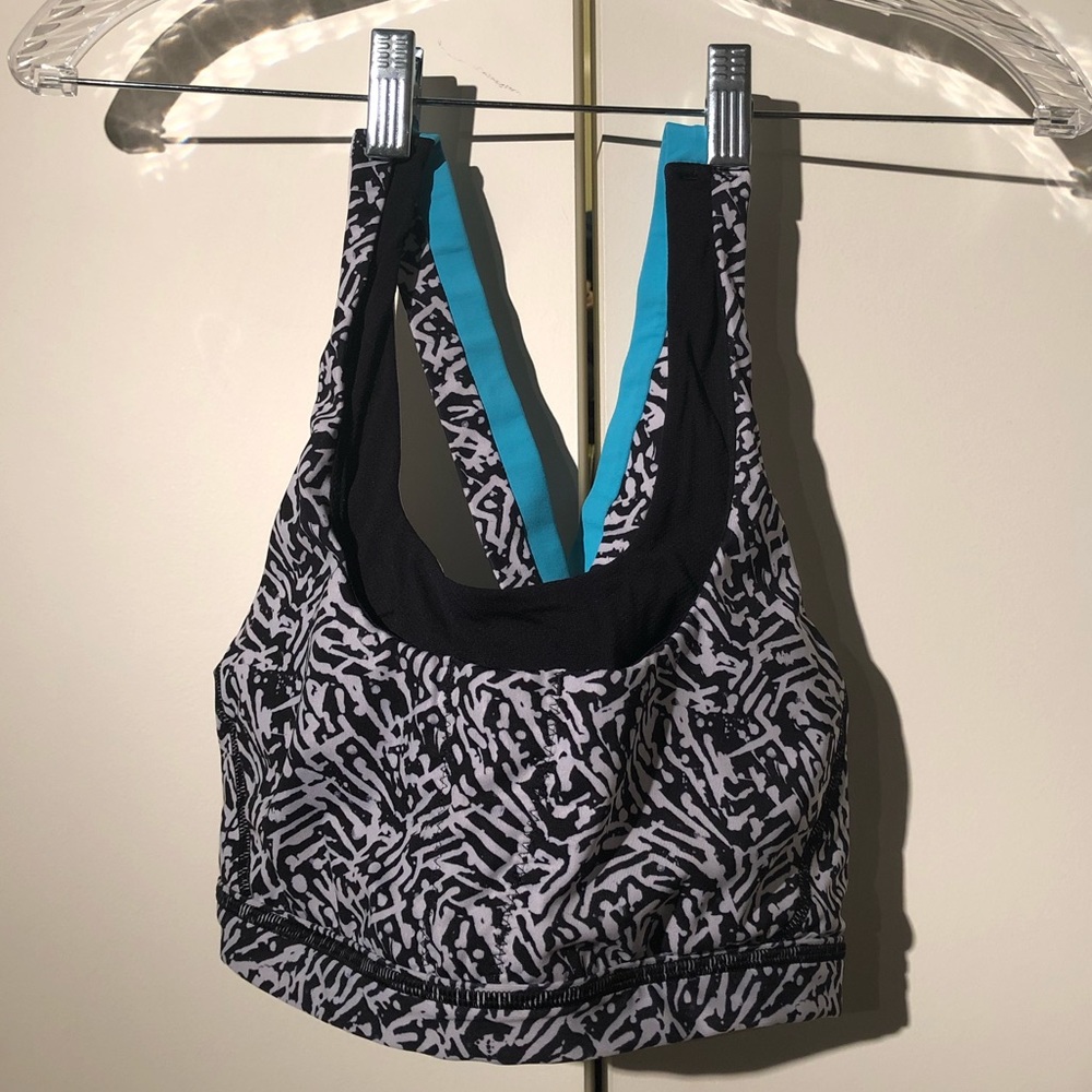 Lululemon Zebra Aqua Running Bra Size 8